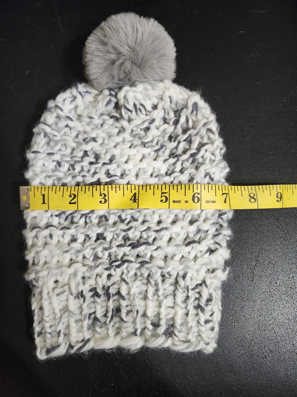 Cozy Grey Pom Pom Knit Beanie - Kids